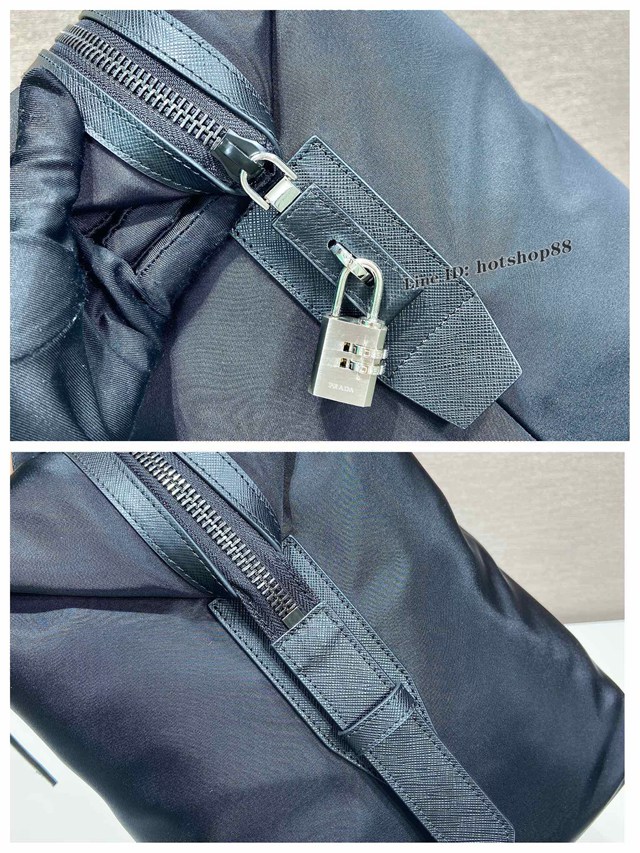 Prada專櫃新款經典旅行包 2VC796 普拉達塗琺瑯三角形金屬徽標手提男包 csp1068